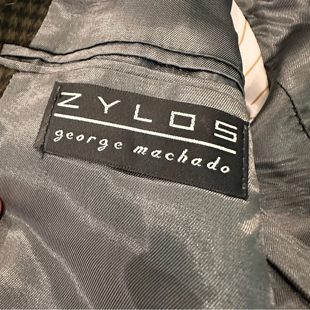 Zylos George Machado Cashmere Houndstooth Blazer Mens 42R Sport Coat Jacket